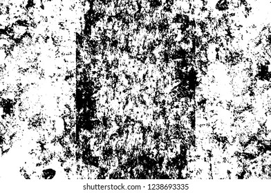 Grunge overlay layer. Abstract black and white vector background. Monochrome vintage surface with dirty pattern in cracks, spots, dots. Old wall in dark horror style design