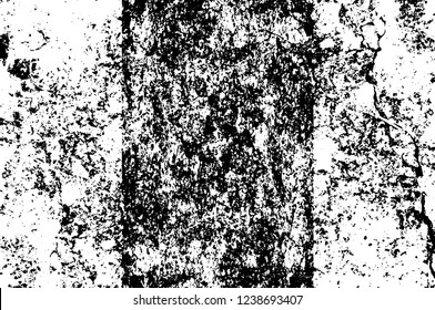 Grunge overlay layer. Abstract black and white vector background. Monochrome vintage surface with dirty pattern in cracks, spots, dots. Old wall in dark horror style design