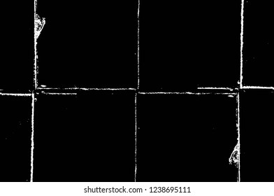 Grunge overlay layer. Abstract black and white vector background. Monochrome vintage surface with dirty pattern in cracks, spots, dots. Old wall in dark horror style design
