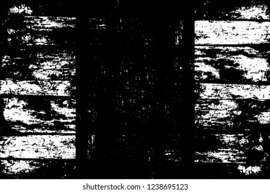 Grunge overlay layer. Abstract black and white vector background. Monochrome vintage surface with dirty pattern in cracks, spots, dots. Old wall in dark horror style design
