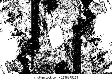 Grunge overlay layer. Abstract black and white vector background. Monochrome vintage surface with dirty pattern in cracks, spots, dots. Old wall in dark horror style design
