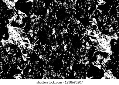 Grunge overlay layer. Abstract black and white vector background. Monochrome vintage surface with dirty pattern in cracks, spots, dots. Old wall in dark horror style design