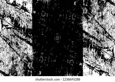Grunge overlay layer. Abstract black and white vector background. Monochrome vintage surface with dirty pattern in cracks, spots, dots. Old wall in dark horror style design