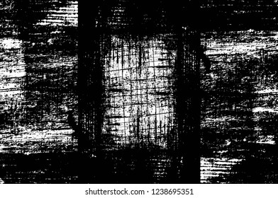 Grunge overlay layer. Abstract black and white vector background. Monochrome vintage surface with dirty pattern in cracks, spots, dots. Old wall in dark horror style design