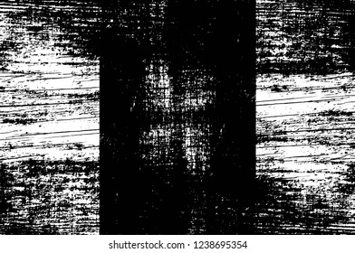 Grunge overlay layer. Abstract black and white vector background. Monochrome vintage surface with dirty pattern in cracks, spots, dots. Old wall in dark horror style design