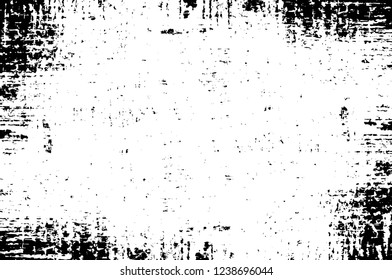 Grunge overlay layer. Abstract black and white vector background. Monochrome vintage surface with dirty pattern in cracks, spots, dots. Old wall in dark horror style design