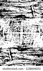 Grunge overlay layer. Abstract black and white vector background. Monochrome vintage surface with dirty pattern in cracks, spots, dots. Old wall in dark horror style design