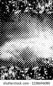 Grunge overlay layer. Abstract black and white vector background. Monochrome vintage surface with dirty pattern in cracks, spots, dots. Old wall in dark horror style design