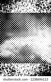 Grunge overlay layer. Abstract black and white vector background. Monochrome vintage surface with dirty pattern in cracks, spots, dots. Old wall in dark horror style design