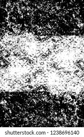 Grunge overlay layer. Abstract black and white vector background. Monochrome vintage surface with dirty pattern in cracks, spots, dots. Old wall in dark horror style design