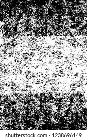 Grunge overlay layer. Abstract black and white vector background. Monochrome vintage surface with dirty pattern in cracks, spots, dots. Old wall in dark horror style design