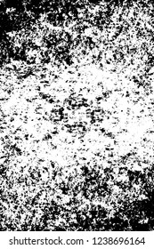 Grunge overlay layer. Abstract black and white vector background. Monochrome vintage surface with dirty pattern in cracks, spots, dots. Old wall in dark horror style design