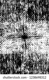 Grunge overlay layer. Abstract black and white vector background. Monochrome vintage surface with dirty pattern in cracks, spots, dots. Old wall in dark horror style design