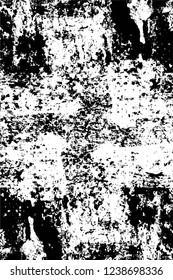 Grunge overlay layer. Abstract black and white vector background. Monochrome vintage surface with dirty pattern in cracks, spots, dots. Old wall in dark horror style design