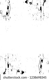 Grunge overlay layer. Abstract black and white vector background. Monochrome vintage surface with dirty pattern in cracks, spots, dots. Old wall in dark horror style design