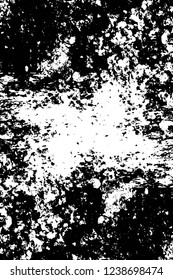 Grunge overlay layer. Abstract black and white vector background. Monochrome vintage surface with dirty pattern in cracks, spots, dots. Old wall in dark horror style design