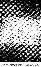 Grunge overlay layer. Abstract black and white vector background. Monochrome vintage surface with dirty pattern in cracks, spots, dots. Old wall in dark horror style design