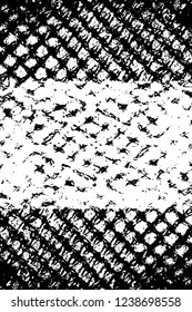 Grunge overlay layer. Abstract black and white vector background. Monochrome vintage surface with dirty pattern in cracks, spots, dots. Old wall in dark horror style design