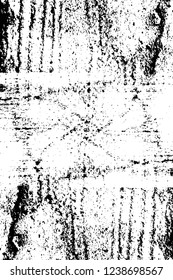 Grunge overlay layer. Abstract black and white vector background. Monochrome vintage surface with dirty pattern in cracks, spots, dots. Old wall in dark horror style design