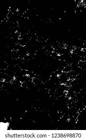 Grunge overlay layer. Abstract black and white vector background. Monochrome vintage surface with dirty pattern in cracks, spots, dots. Old wall in dark horror style design