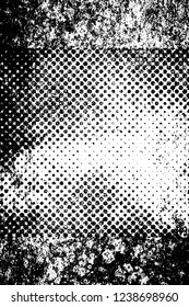 Grunge overlay layer. Abstract black and white vector background. Monochrome vintage surface with dirty pattern in cracks, spots, dots. Old wall in dark horror style design
