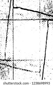 Grunge overlay layer. Abstract black and white vector background. Monochrome vintage surface with dirty pattern in cracks, spots, dots. Old wall in dark horror style design