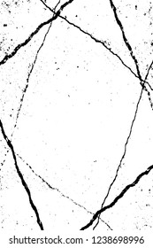 Grunge overlay layer. Abstract black and white vector background. Monochrome vintage surface with dirty pattern in cracks, spots, dots. Old wall in dark horror style design