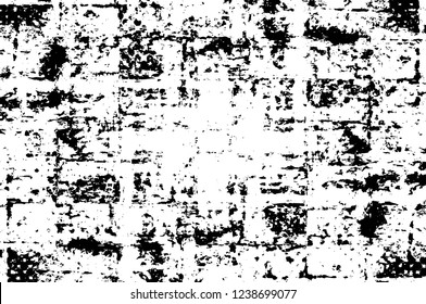 Grunge overlay layer. Abstract black and white vector background. Monochrome vintage surface with dirty pattern in cracks, spots, dots. Old wall in dark horror style design