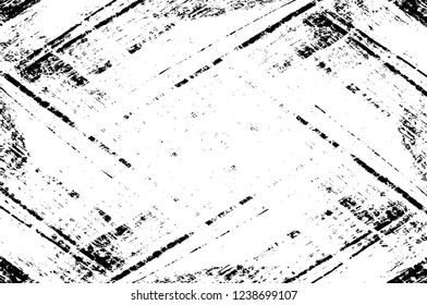 Grunge overlay layer. Abstract black and white vector background. Monochrome vintage surface with dirty pattern in cracks, spots, dots. Old wall in dark horror style design