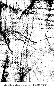 Grunge overlay layer. Abstract black and white vector background. Monochrome vintage surface with dirty pattern in cracks, spots, dots. Old wall in dark horror style design