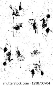 Grunge overlay layer. Abstract black and white vector background. Monochrome vintage surface with dirty pattern in cracks, spots, dots. Old wall in dark horror style design
