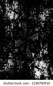 Grunge overlay layer. Abstract black and white vector background. Monochrome vintage surface with dirty pattern in cracks, spots, dots. Old wall in dark horror style design