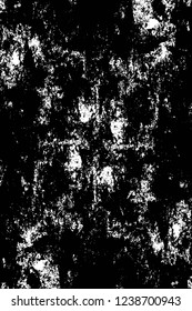 Grunge overlay layer. Abstract black and white vector background. Monochrome vintage surface with dirty pattern in cracks, spots, dots. Old wall in dark horror style design