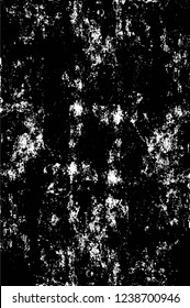 Grunge overlay layer. Abstract black and white vector background. Monochrome vintage surface with dirty pattern in cracks, spots, dots. Old wall in dark horror style design