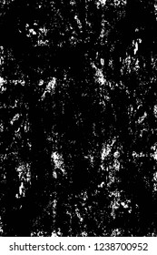 Grunge overlay layer. Abstract black and white vector background. Monochrome vintage surface with dirty pattern in cracks, spots, dots. Old wall in dark horror style design