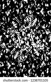 Grunge overlay layer. Abstract black and white vector background. Monochrome vintage surface with dirty pattern in cracks, spots, dots. Old wall in dark horror style design