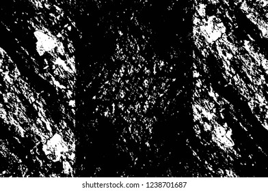 Grunge overlay layer. Abstract black and white vector background. Monochrome vintage surface with dirty pattern in cracks, spots, dots. Old wall in dark horror style design