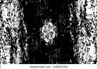 Grunge overlay layer. Abstract black and white vector background. Monochrome vintage surface with dirty pattern in cracks, spots, dots. Old wall in dark horror style design