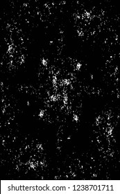 Grunge overlay layer. Abstract black and white vector background. Monochrome vintage surface with dirty pattern in cracks, spots, dots. Old wall in dark horror style design