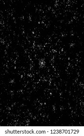 Grunge overlay layer. Abstract black and white vector background. Monochrome vintage surface with dirty pattern in cracks, spots, dots. Old wall in dark horror style design