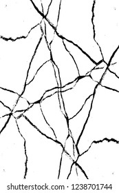 Grunge overlay layer. Abstract black and white vector background. Monochrome vintage surface with dirty pattern in cracks, spots, dots. Old wall in dark horror style design