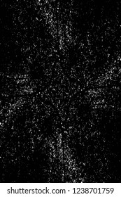 Grunge overlay layer. Abstract black and white vector background. Monochrome vintage surface with dirty pattern in cracks, spots, dots. Old wall in dark horror style design