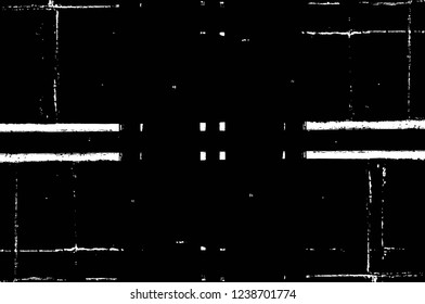 Grunge overlay layer. Abstract black and white vector background. Monochrome vintage surface with dirty pattern in cracks, spots, dots. Old wall in dark horror style design
