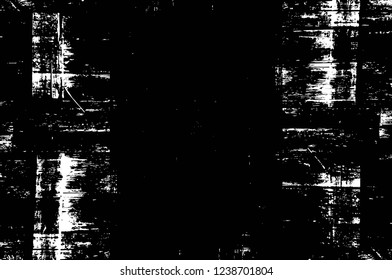 Grunge overlay layer. Abstract black and white vector background. Monochrome vintage surface with dirty pattern in cracks, spots, dots. Old wall in dark horror style design