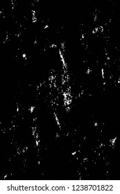 Grunge overlay layer. Abstract black and white vector background. Monochrome vintage surface with dirty pattern in cracks, spots, dots. Old wall in dark horror style design