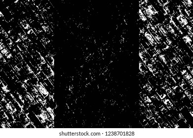 Grunge overlay layer. Abstract black and white vector background. Monochrome vintage surface with dirty pattern in cracks, spots, dots. Old wall in dark horror style design
