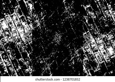 Grunge overlay layer. Abstract black and white vector background. Monochrome vintage surface with dirty pattern in cracks, spots, dots. Old wall in dark horror style design