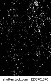 Grunge overlay layer. Abstract black and white vector background. Monochrome vintage surface with dirty pattern in cracks, spots, dots. Old wall in dark horror style design