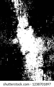 Grunge overlay layer. Abstract black and white vector background. Monochrome vintage surface with dirty pattern in cracks, spots, dots. Old wall in dark horror style design
