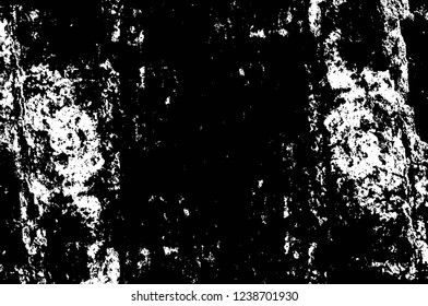 Grunge overlay layer. Abstract black and white vector background. Monochrome vintage surface with dirty pattern in cracks, spots, dots. Old wall in dark horror style design